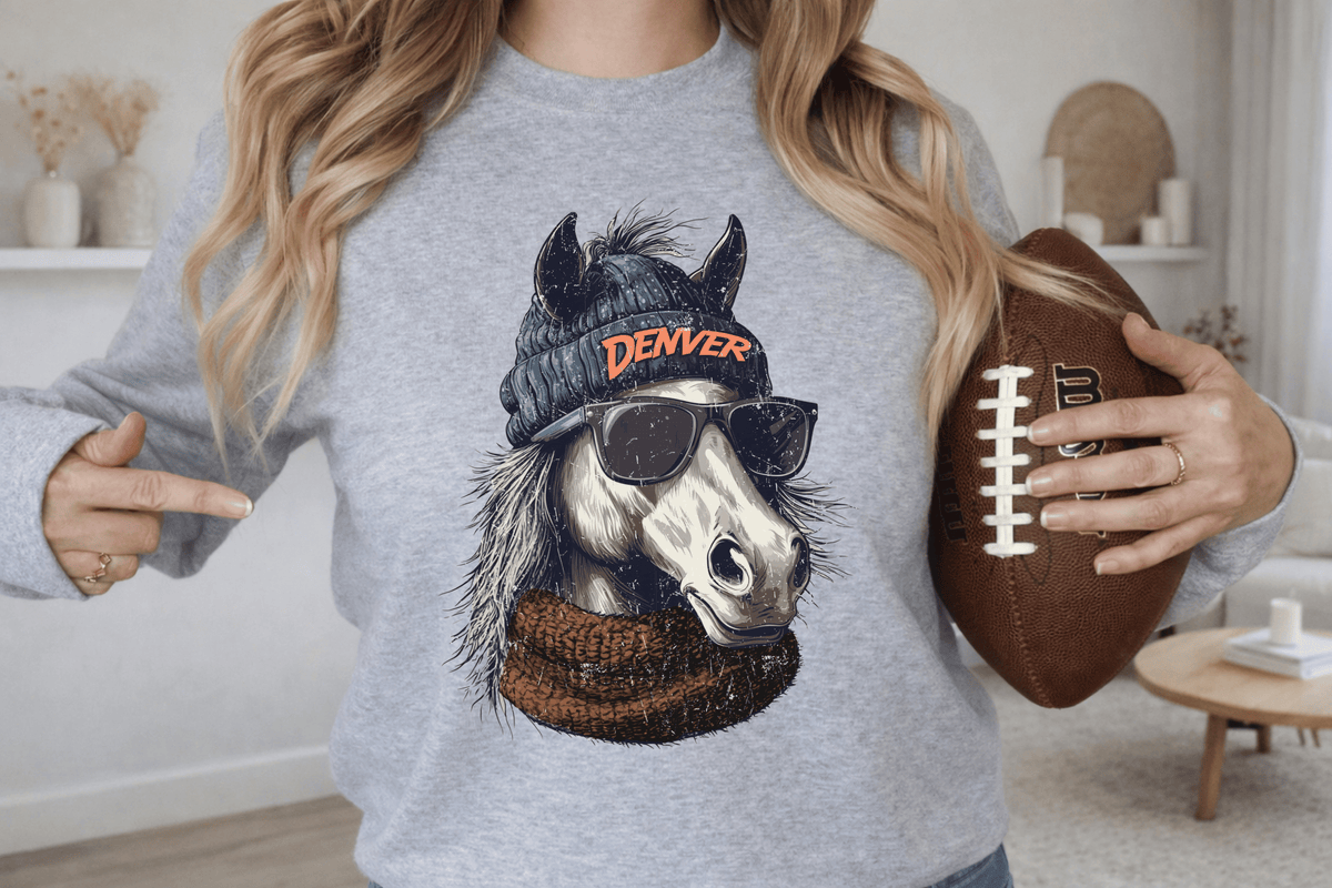 Denver Broncos Horse Graphic Sweatshirt | Cozy Football Crewneck