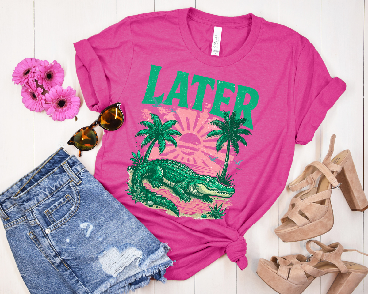 Later Gator Beach - Pink Super Soft T-Shirt